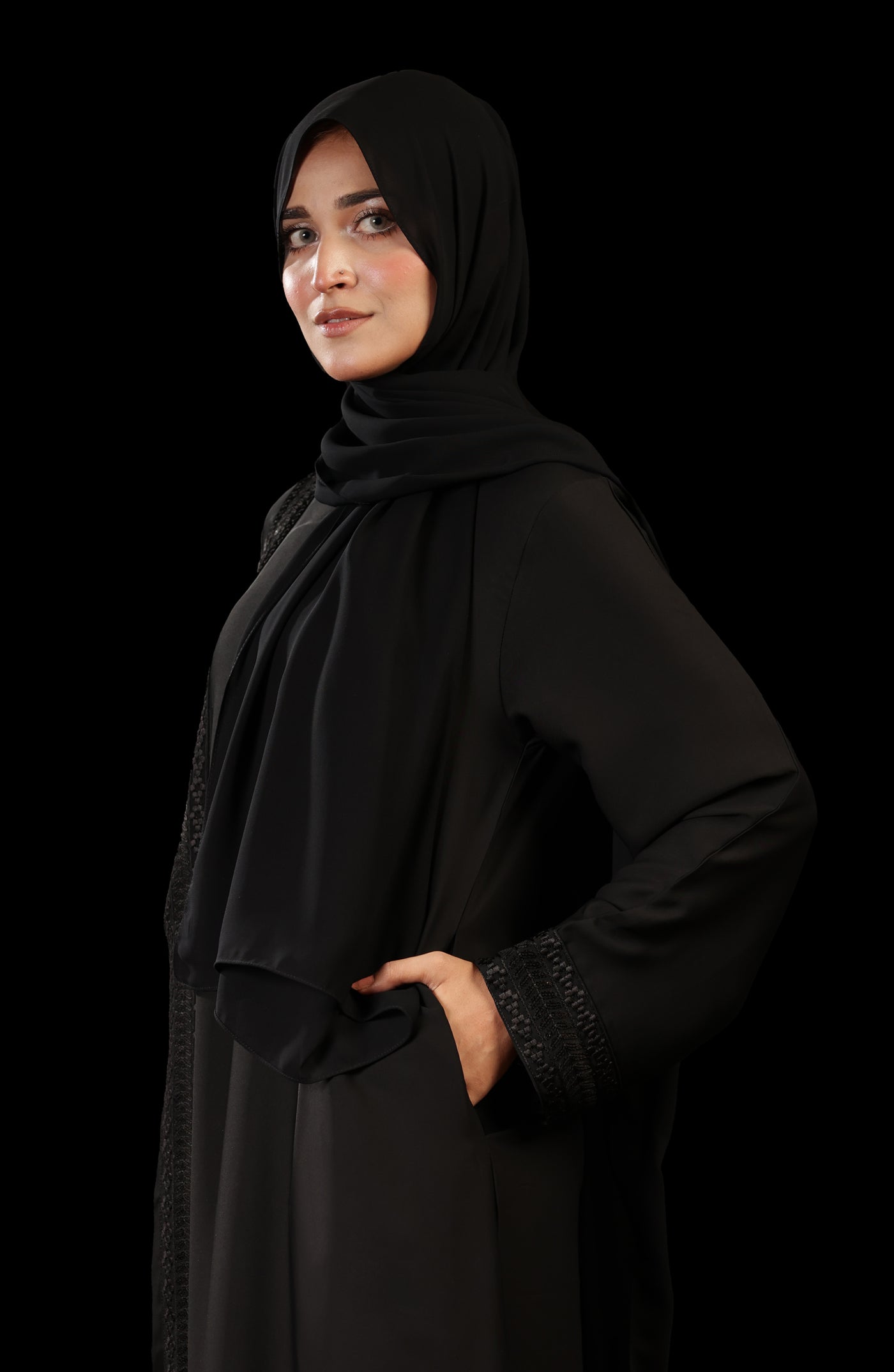 embellished black abaya 