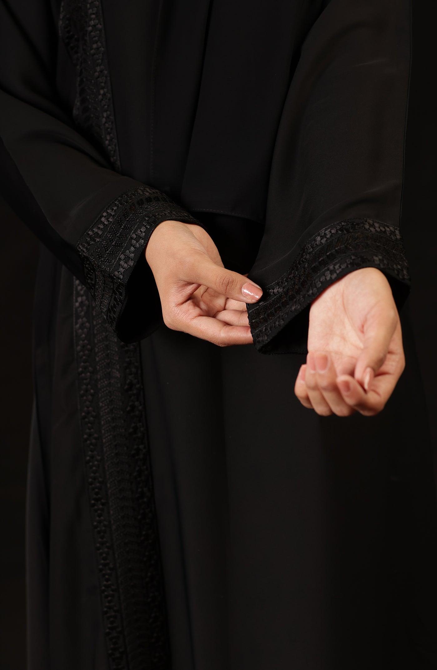 stylish black embellished abaya