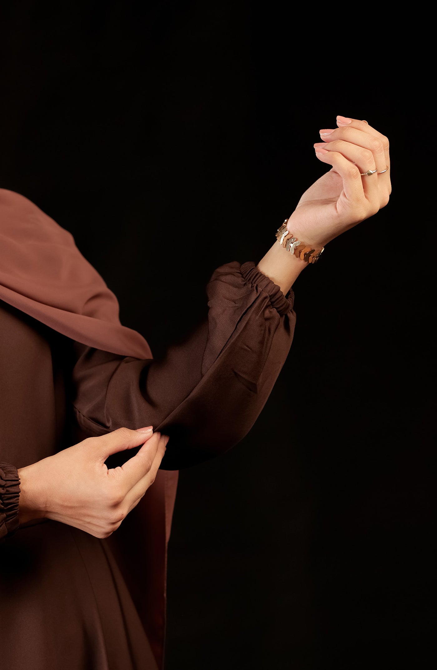long sleeves casual abaya in cocoa color