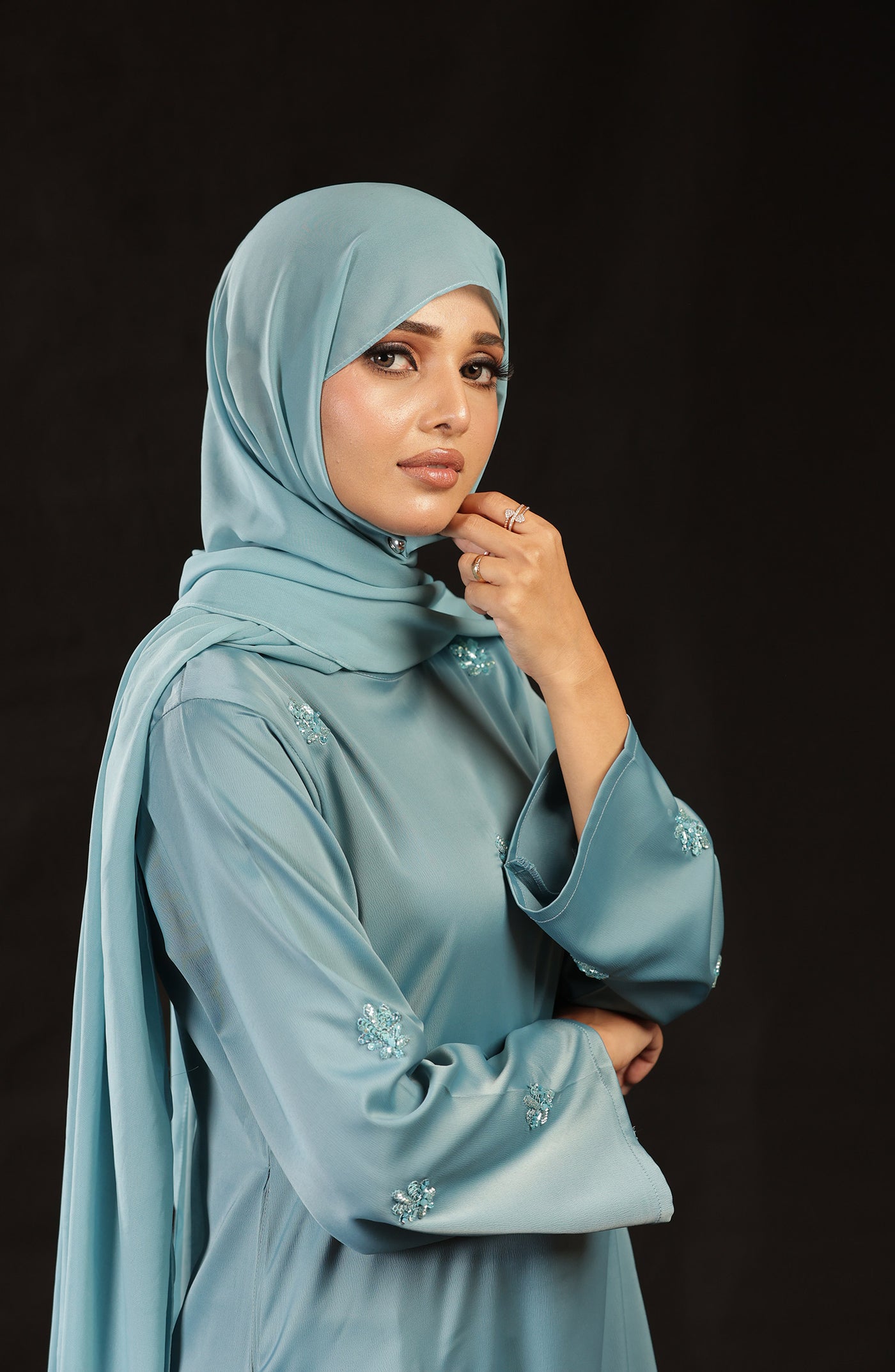 tresor turquoise chiffon hijab in pakistan