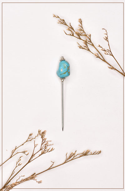 hijab pin with beautiful blue magnesite stone