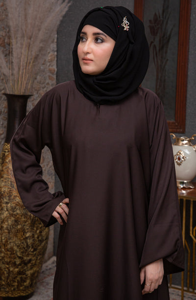 choclate brown plain abaya by malbus online in Pakistan
