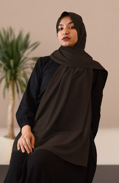 chocolate brown chiffon hijab for women 
