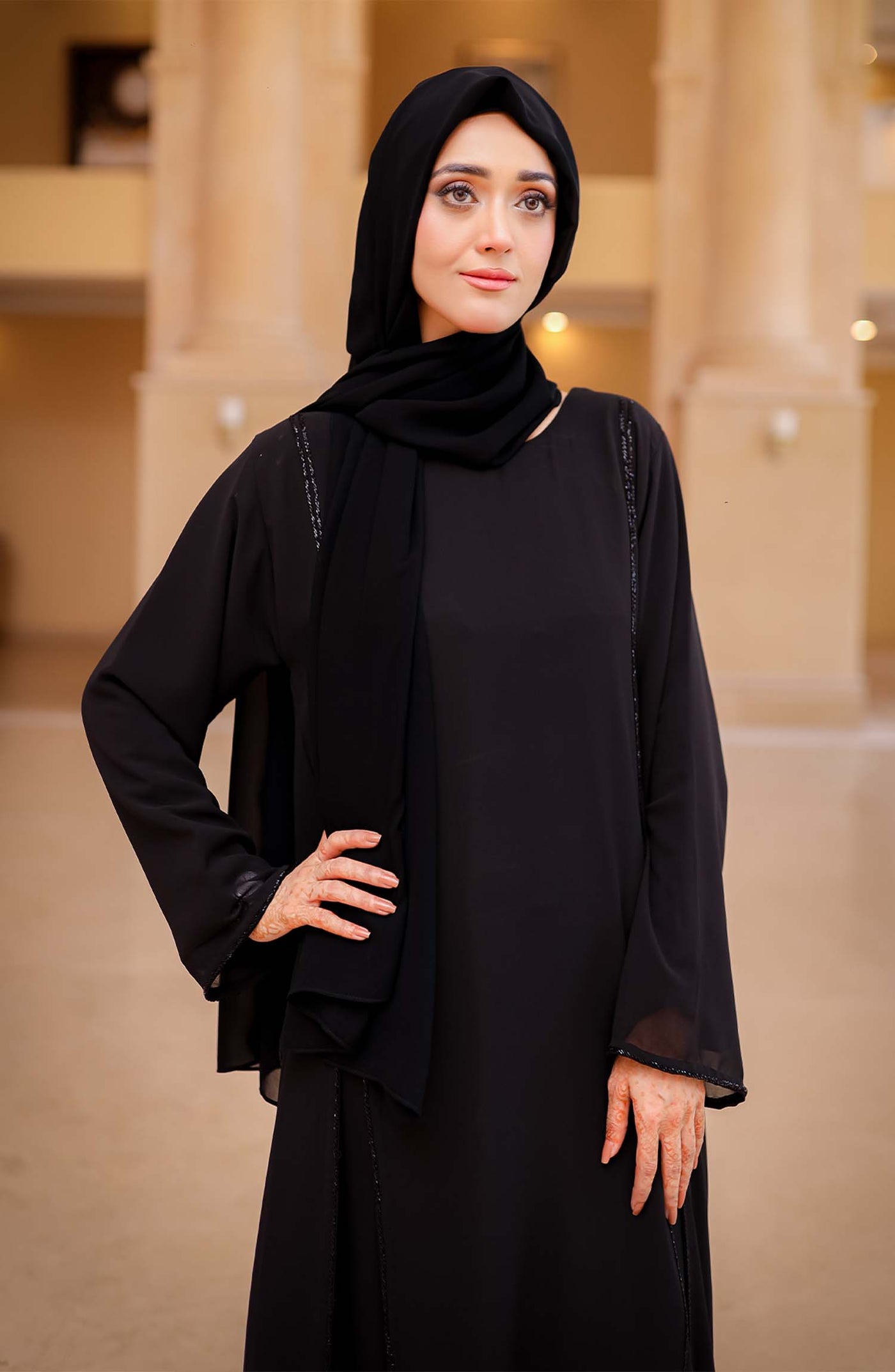 black stoned abaya by malbus