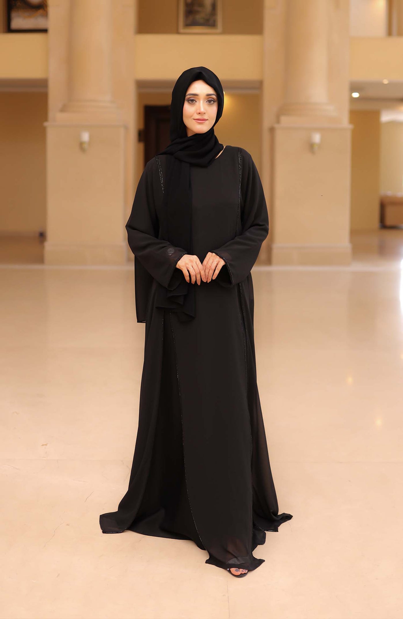 stoned abaya in black colour
