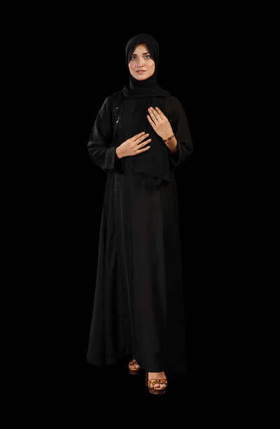 black luxury abaya by malbus
