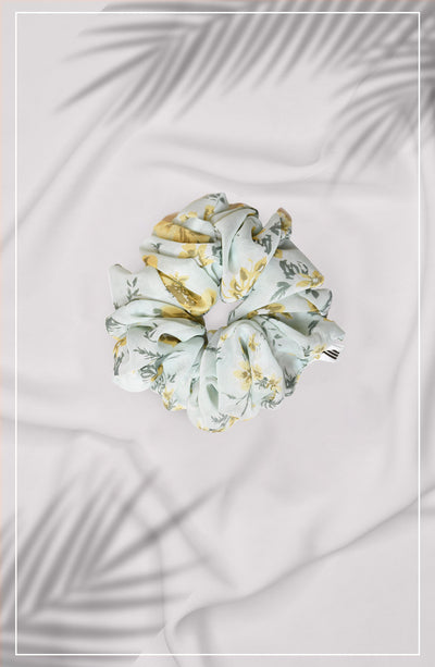 sage green floral scrunchie by Malbus