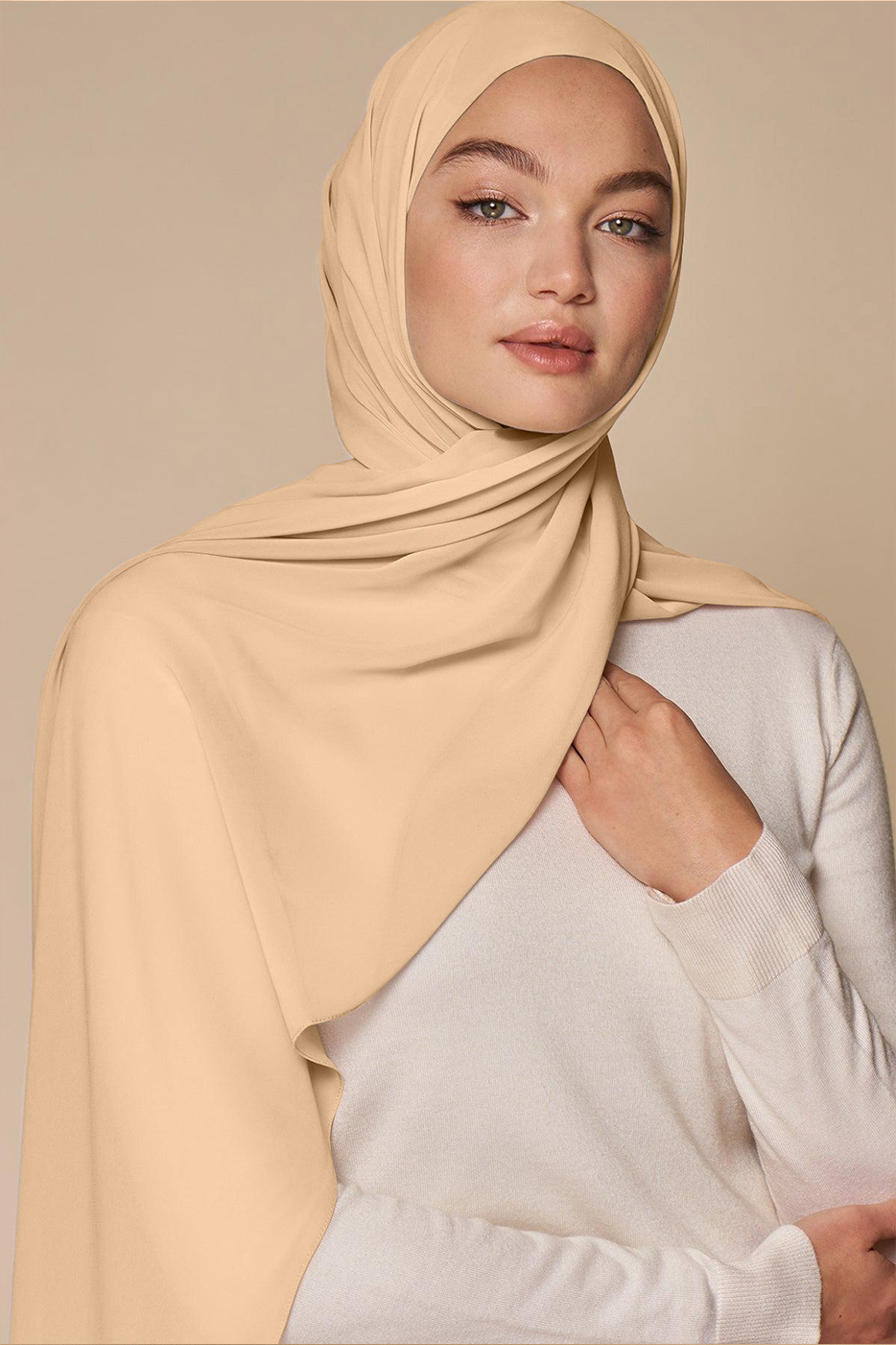 Luxe Chiffon Hijab - Sand