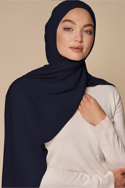 Luxe Chiffon Hijab - Navy Blue