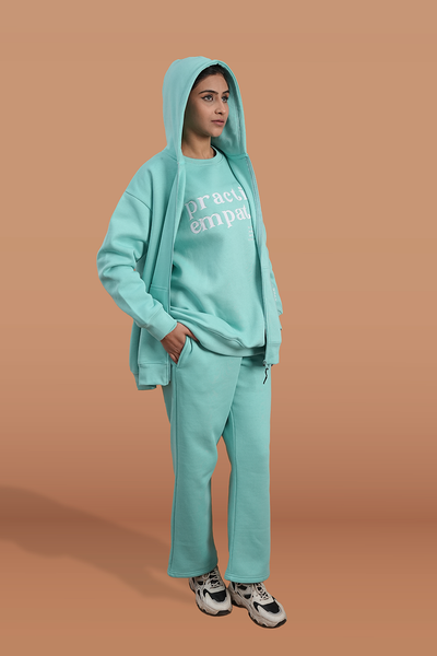 Women's Sea Green Casual Zipper