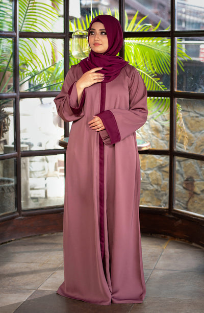 front open mauve abaya 
