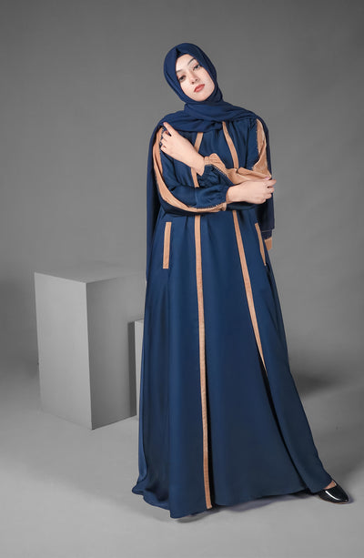 navy blue kimono abaya in korean nida fabric