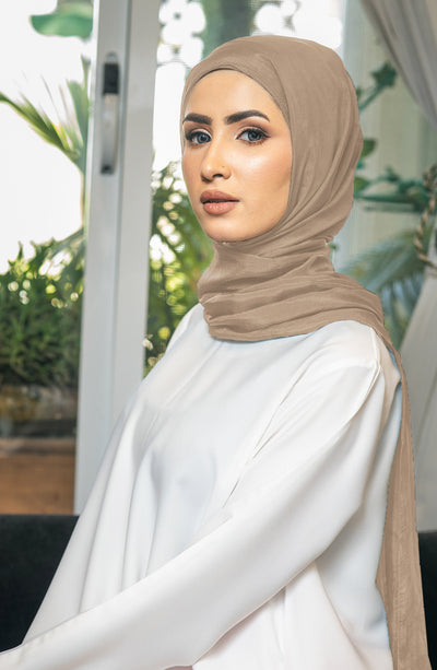 silk hijab in beige color