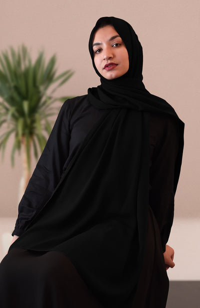 black wool chiffon hijab for women in pakistan 