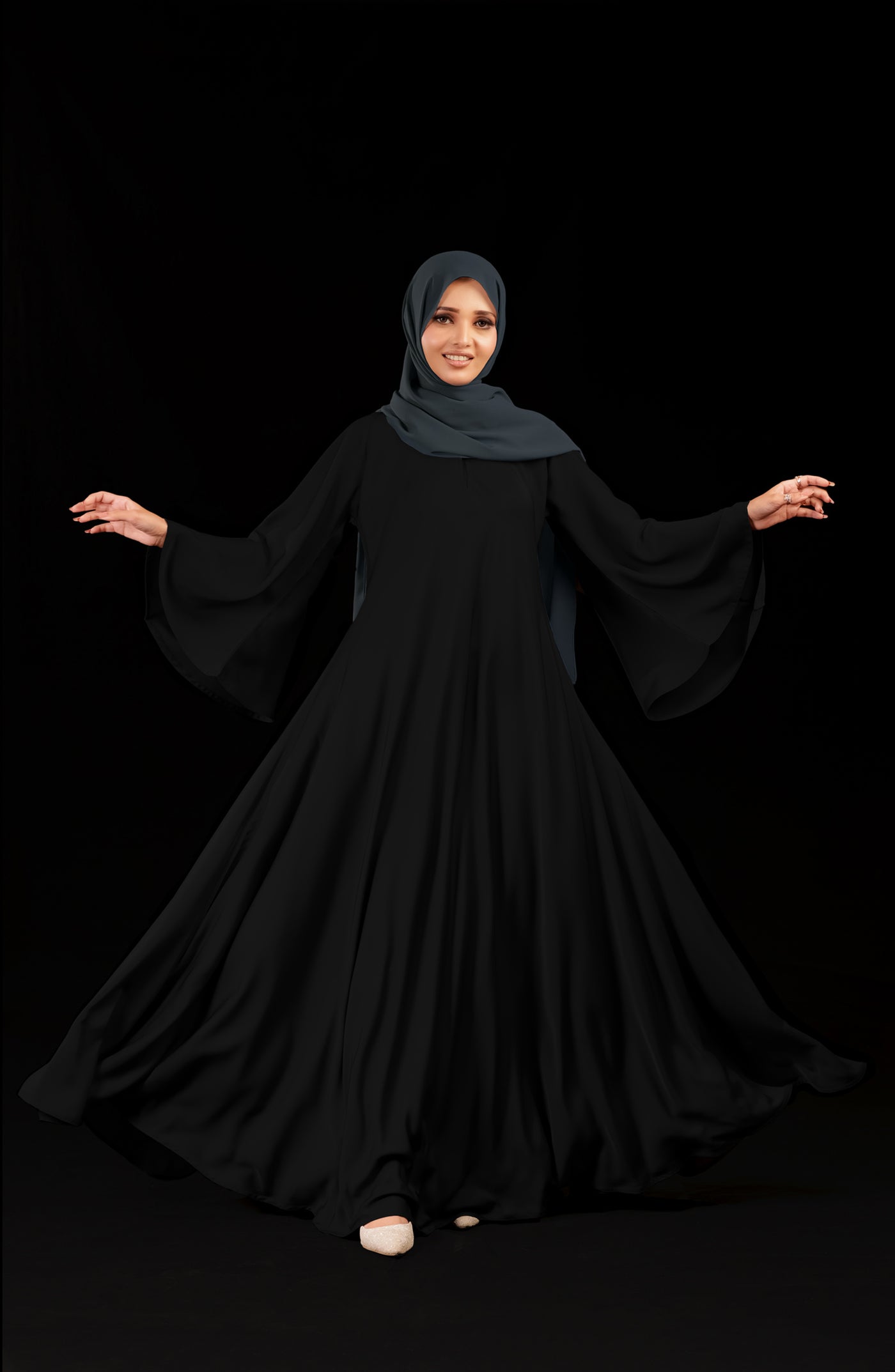 umbrella abaya in black color by malbus