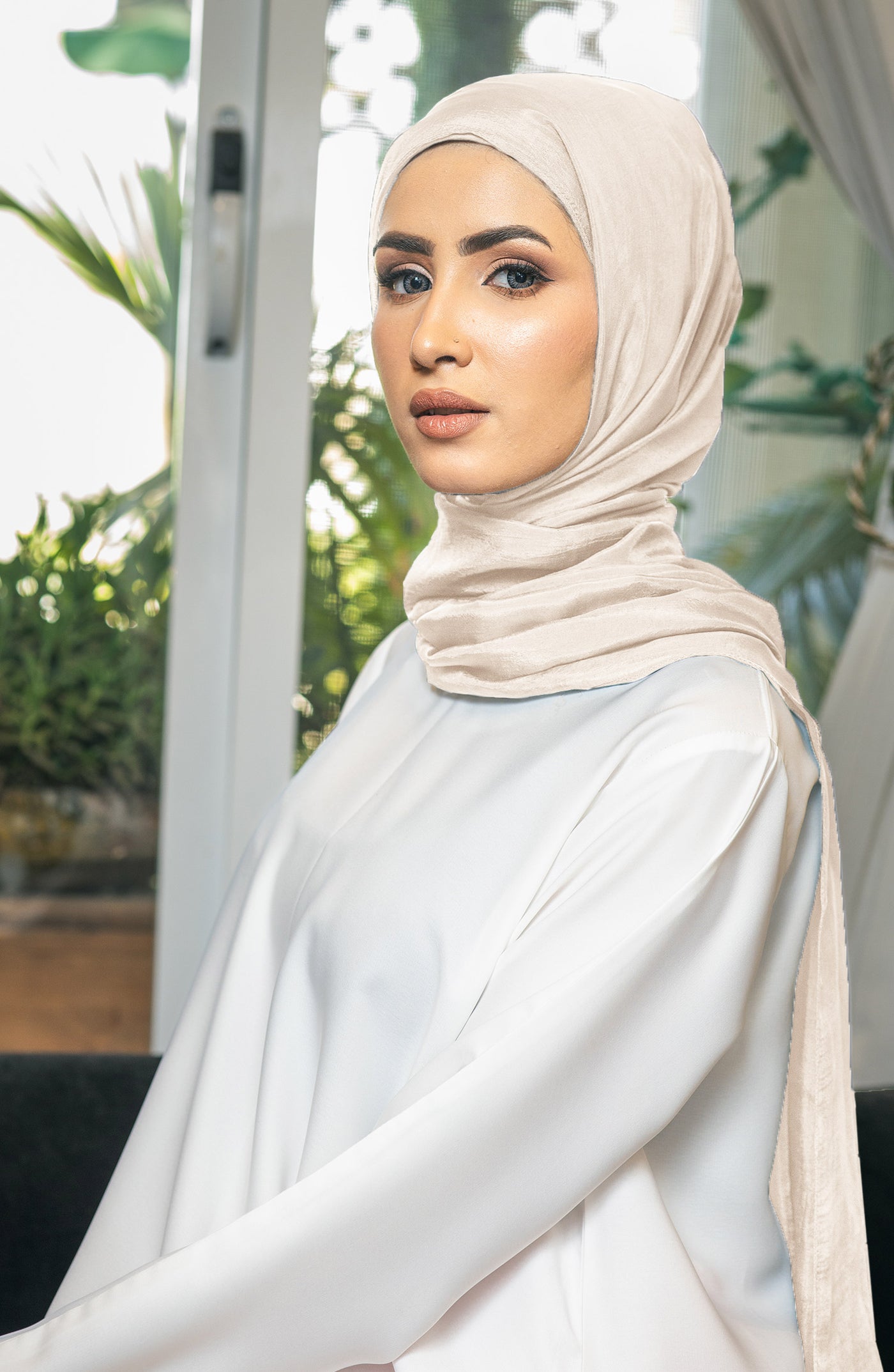 ivory silk hijab in Pakistan