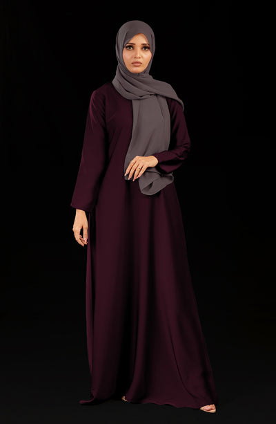 Maroon Front Closed Abaya Dress for Women