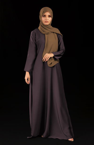 mauve abaya in front closed design at malbus