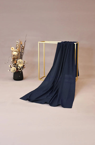 wool chiffon hijab in navy blue colour by malbus