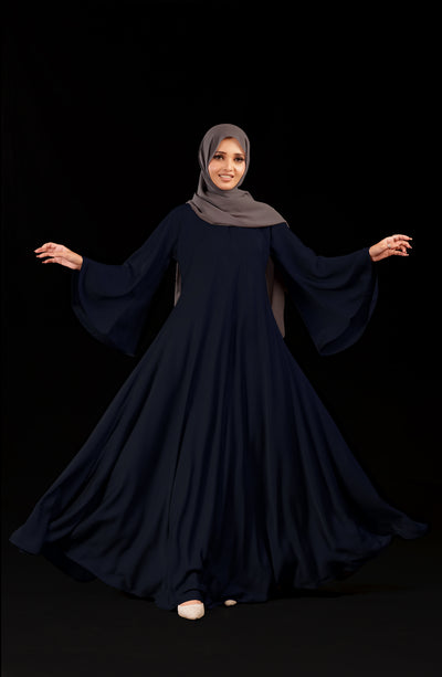 navy blue umbrella abaya at Malbus