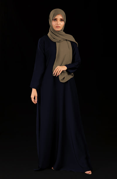 navy blue front closed abaya for women