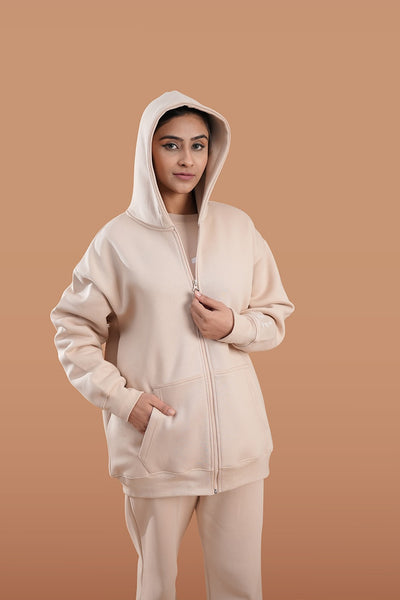 Women's Beige Casual Zipper