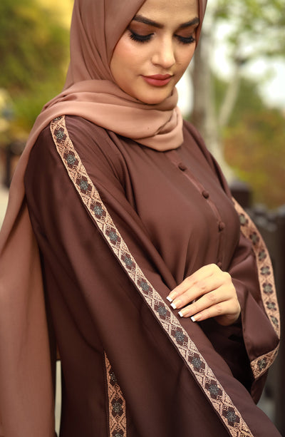 embroidered brown abaya