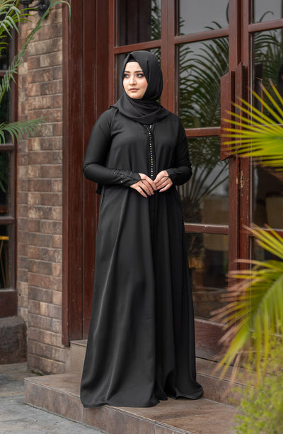 beautiful embroidery abaya in black