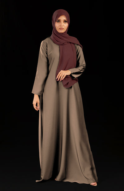 beige abaya in front closed design at malbus