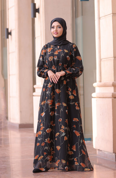 black blossom long maxi dress in pakistan