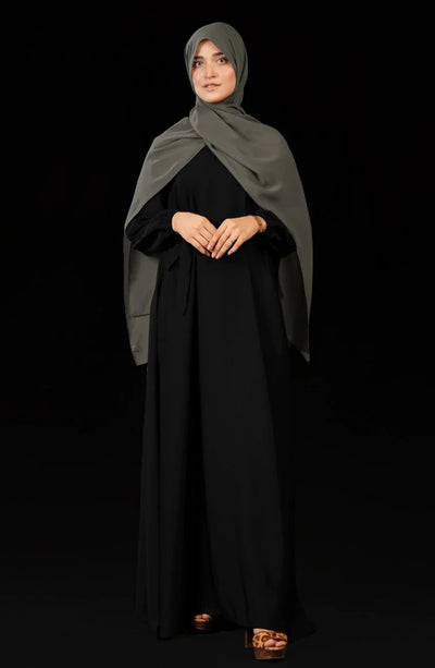 front close black casual abaya