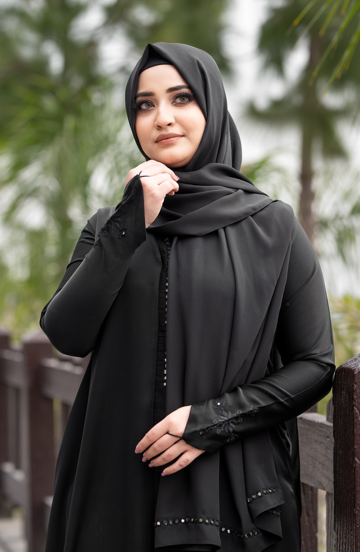 black embroidered abaya for women