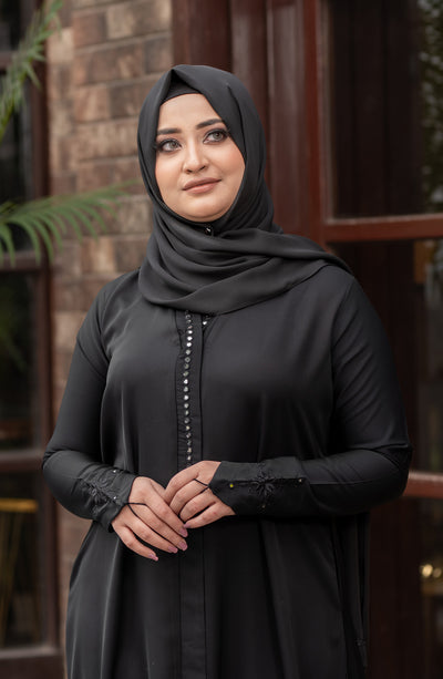 embroidered black abaya for girls