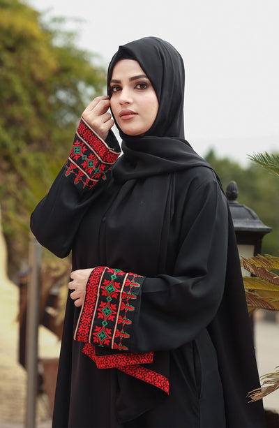 stylish black closed abaya online