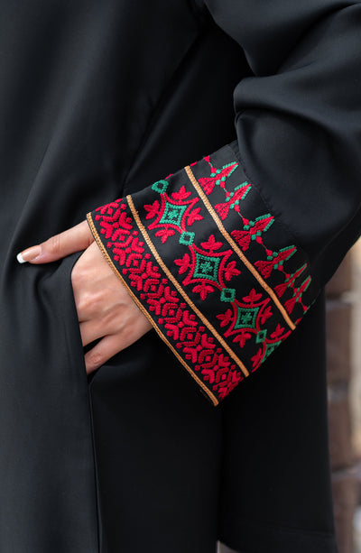 embroidered sleeves black abaya for ladies