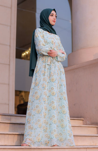 buy long mint green floral maxi dress in pakistan