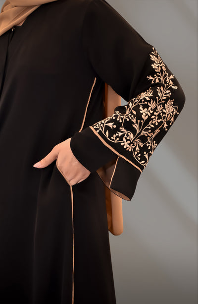 stylish black abaya with side pockets