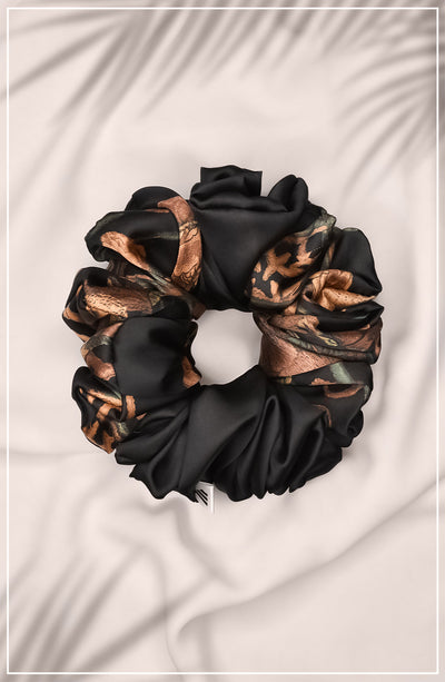charcoal black volumizer scrunchie for hijab by malbus