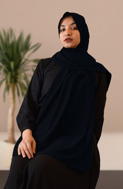 dark blue georgette hijab for women