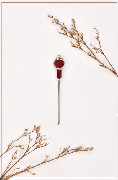 beautiful hijab pin with deep maroon colour stone