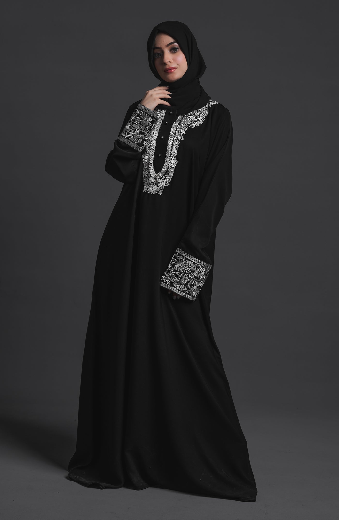 deneb black abaya in korean nida fabric