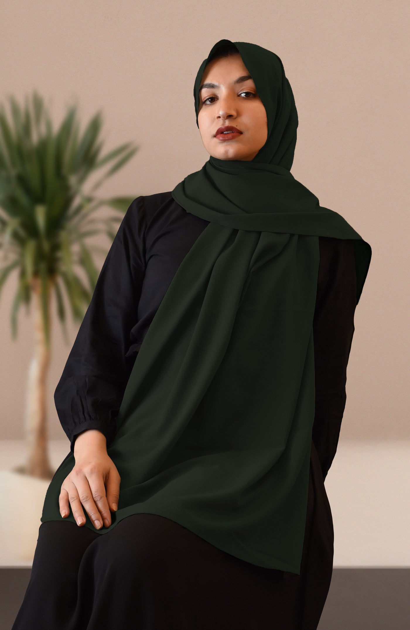 chiffon hijab in emerald green colour