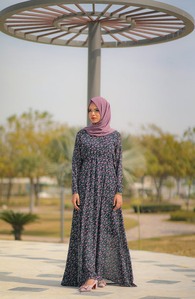 floral grey maxi dress