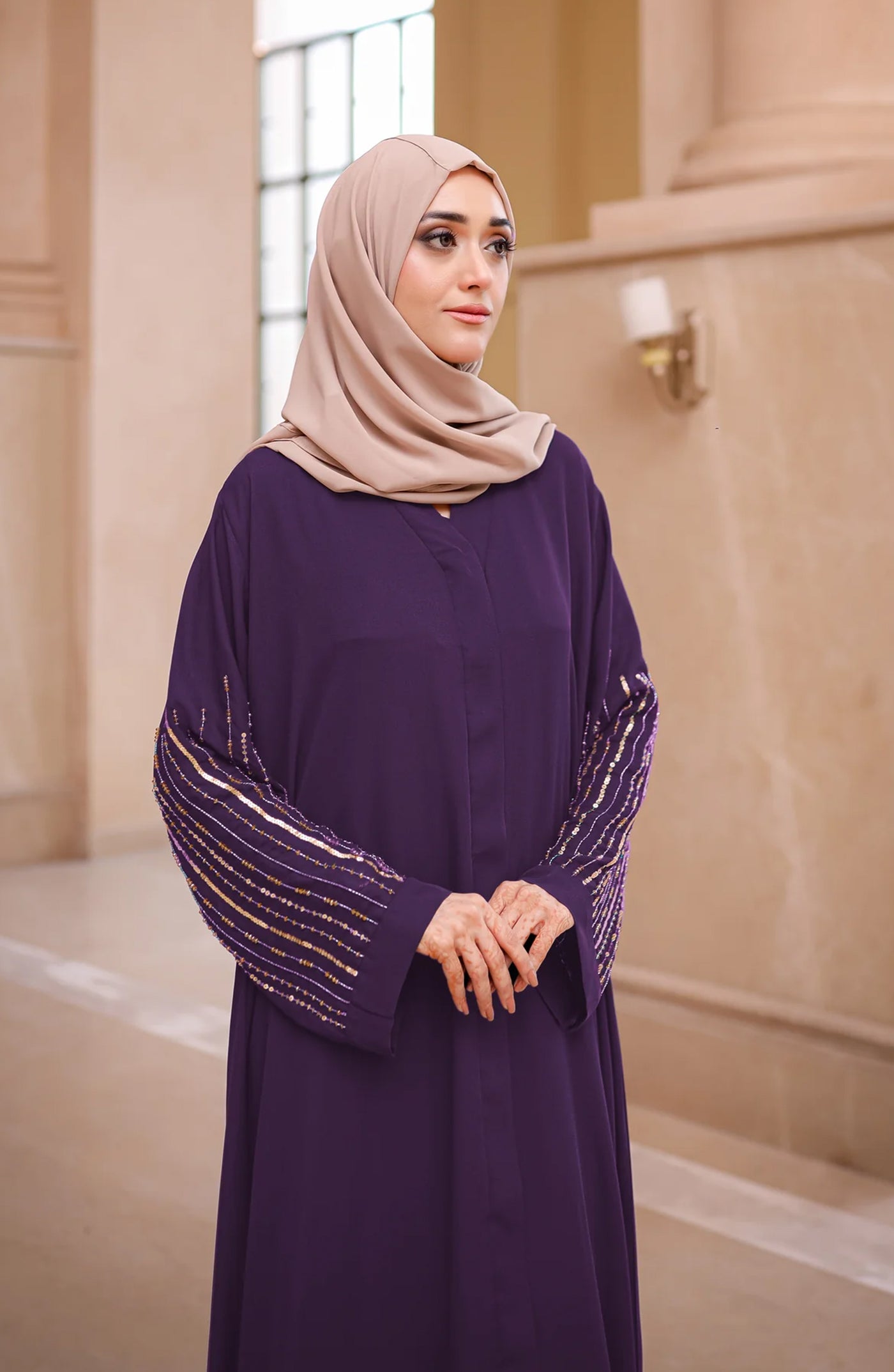 blue embellished abaya by malbus