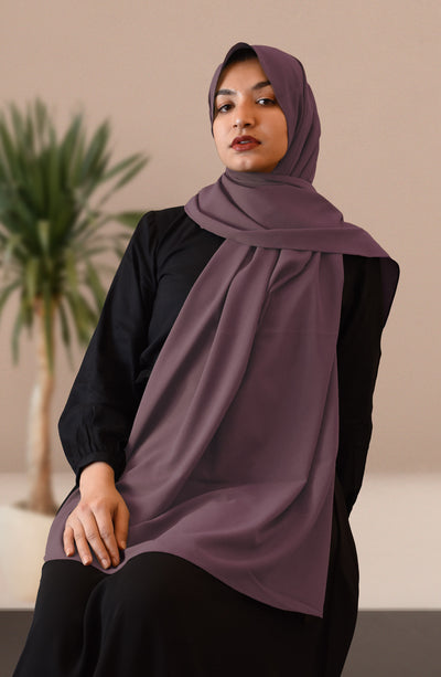 wool chiffon hijab in lavender colour