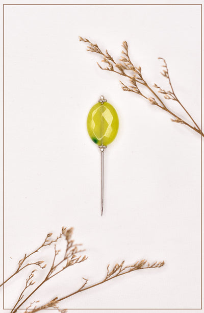 beautiful hijab pin with lemon color stone