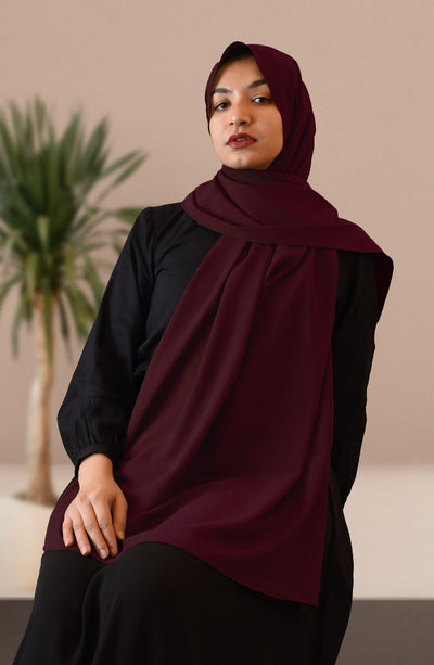 maroon chiffon hijab for women in pakistan