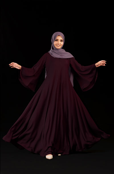 umbrella abaya in maroon color by malbus