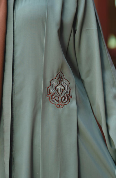 embroidered mint colour abaya