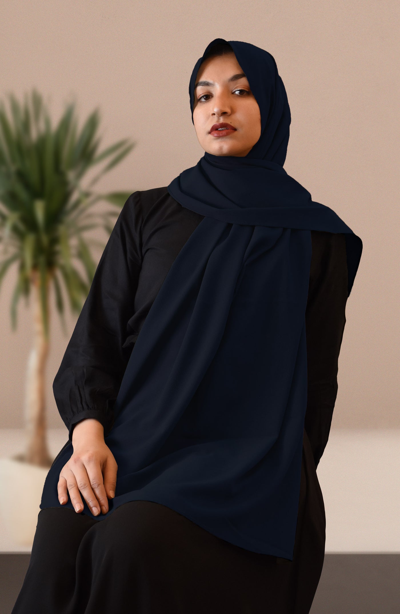 navy blue chiffon hijab for women